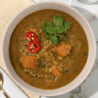 Nourish: Chunky Sweet Potato with Red Lentils & Spinach